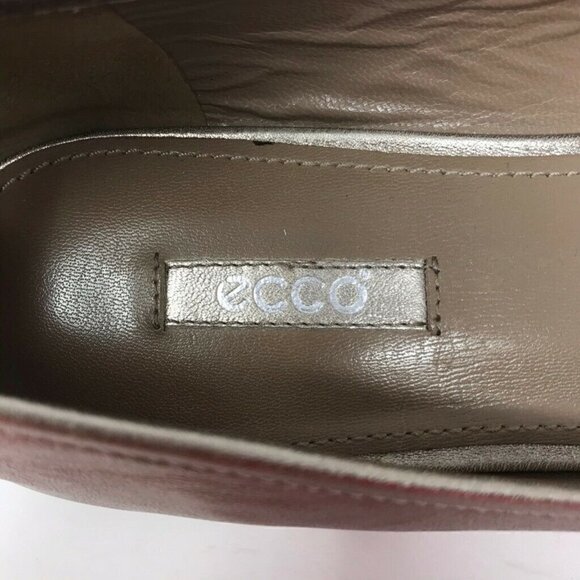 Ecco Ballet Flats Gold Metallic Slip On Leather 8 - Picture 7 of 8